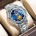 Chronograph Fly Wheel Watch for Men Analog Quartz Dress Diamond Business Wristwatch